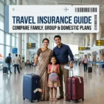 "Family travel insurance policy protecting passengers against flight cancellations and medical emergencies"
